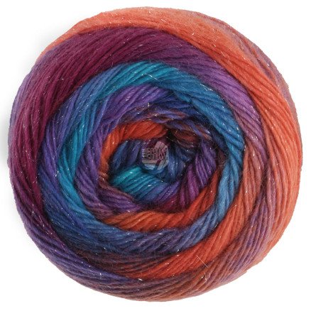 Lana Grossa Meilenweit 100 Colour Mix Sparks Garn 7616 Laks/mørkeblå/kongeblå/turkis/rødlilla/fuchsia