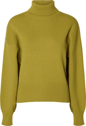 Selected Slwellie Ls Knit Roll Neck AVOCADO OIL XS