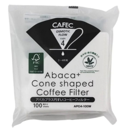 Cafec Abaca+ Cone Filter paper - Cup 4 (2-4 cups)