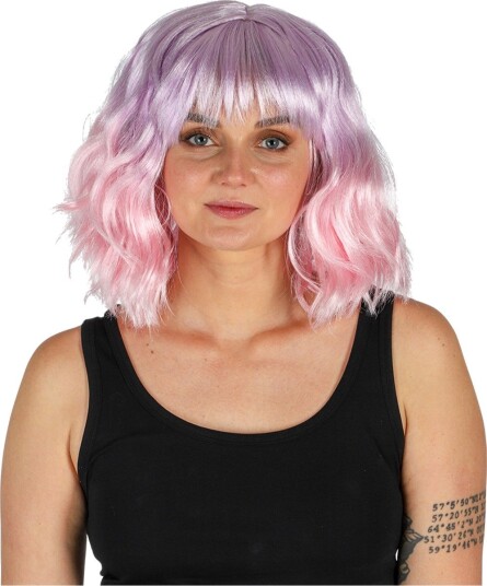 Kort Bølgete Lilla og Rosa Ombre Parykk - Kan Styles!