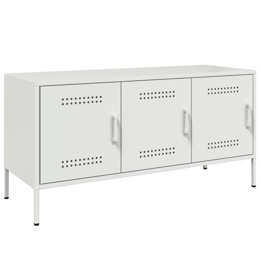 TV-benk hvit 100,5x39x50,5 cm stål 842951