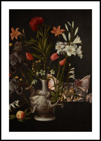 Curious Cat Flowers Plakat / 21x30