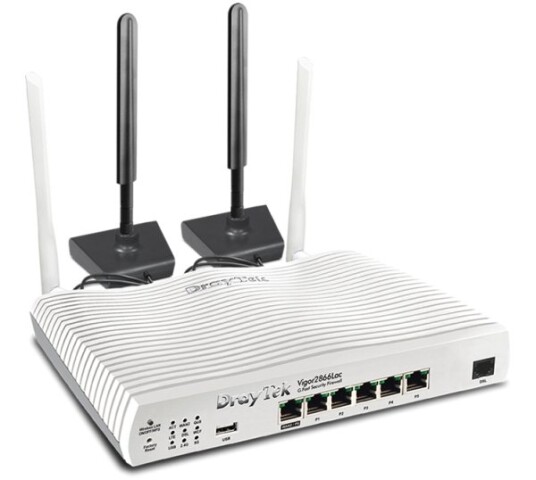 Draytek Vigor 2866L, Wi-Fi 5 (802.11Ac), Dobbelbånd (2.4 Ghz / 5 Ghz), Ethernet/Bredbåndsforbindelse, 4G, Hvit, Bærbar Router