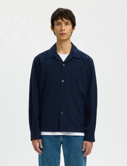 Selected Slhregotis Light Cotton Blend Overshirt Navy S Selected Slhregotis Light Cotton Blend Overshirt Navy S