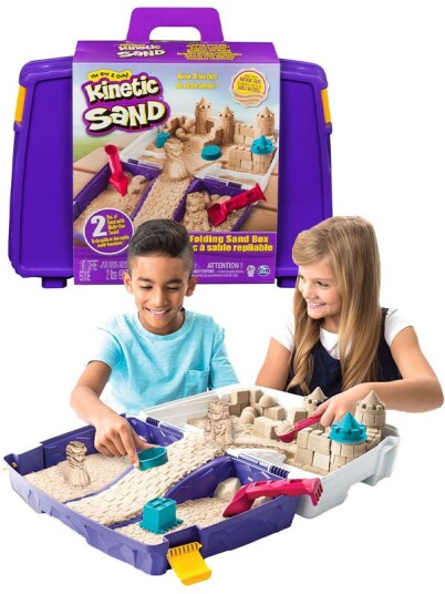 Kinetic Sand koffertsett med sand, 5 former og 2 verktøy 907 g