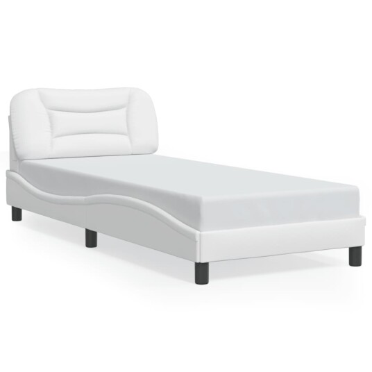 Sengeramme med LED-lys hvit 90x190 cm kunstig lær 8721012356153