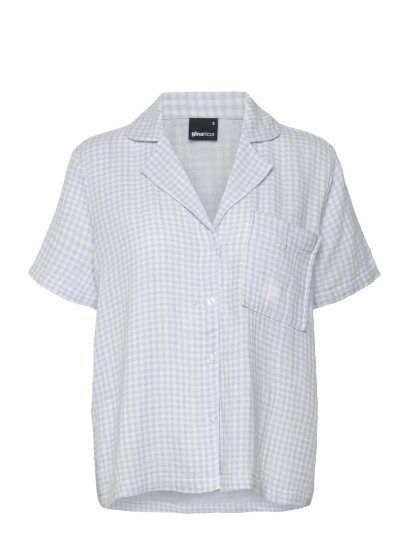 Gina Tricot Gingham Gauze Homewear Shirt - White - XS Gina Tricot Gingham Gauze Homewear Shirt - White - XS