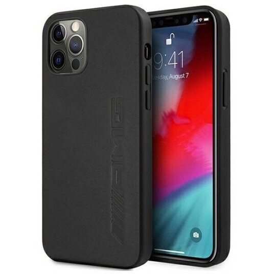 Mercedes AMG Hardt Deksel til iPhone 12 Pro Max 6,7" Svart i Lær
