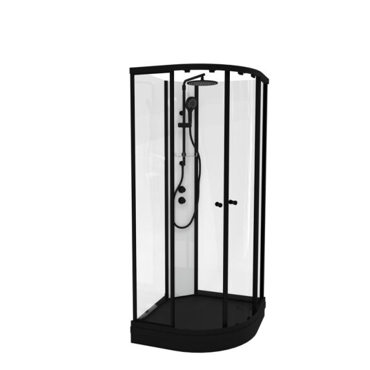 Vikingbad SOFIA Dusjkabinett pluss 90x90x210, sort/hvit