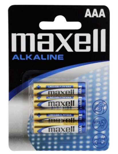 Maxell 4-pakk AAA Alkalisk Batterier, Engangsbatteri 1.5V