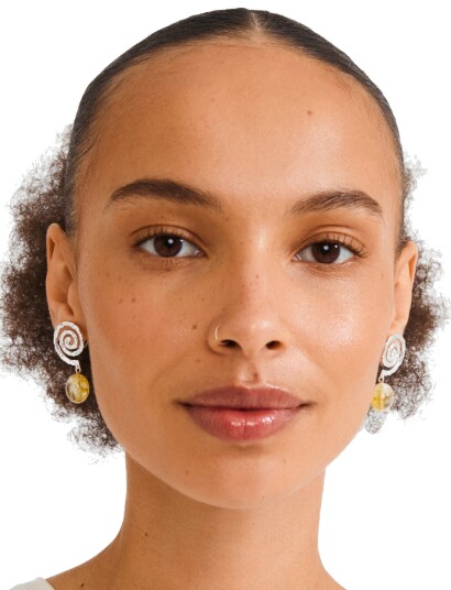 Pilgrim Still Earrings Silver Plated/Yellow   Silver   ONE SIZE