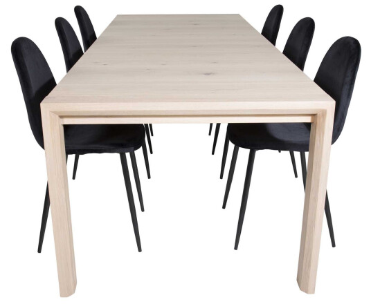 Venture Design Slider & Polar spisegruppe Natur/svart 6 st stoler & bord 170 x 95 cm