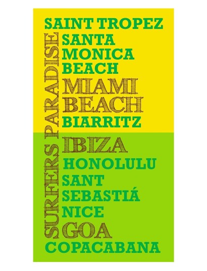 Bercato Towel Printed Surfers Paradise Patterned Bercato GREEN, YELLOW 76X152CM