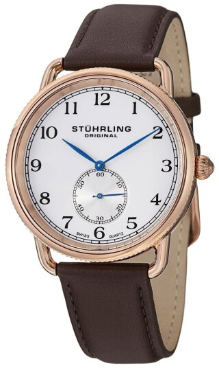 Stührling Original Herreklokke 207.04 Sølvfarget/Lær Ø41 mm