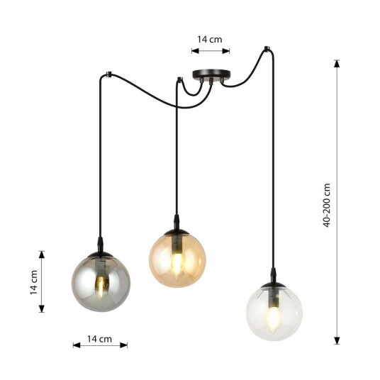 Gigi 3 Sort Mix pendellampe Ø14 cm E14 230V uten lyskilde.