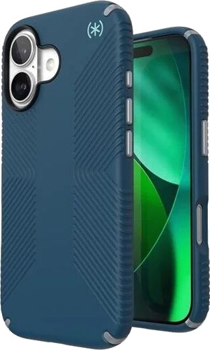 Speck Presidio2 Grip MagSafe iPhone 17 Case Deep Sea/Silver Metallic