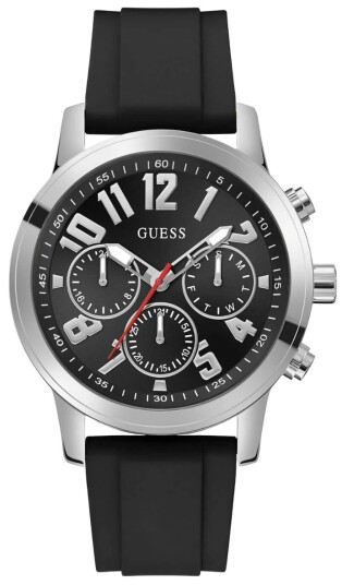 Guess Herreklokke GW0708G1 Parker VALUE Sort/Gummi Ø44 mm Guess Herreklokke GW0708G1 Parker VALUE Sort/Gummi Ø44 mm