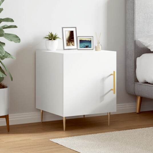 vidaXL Nattbord hvit 40x40x50 cm konstruert tre vidaXL Nattbord hvit 40x40x50 cm konstruert tre