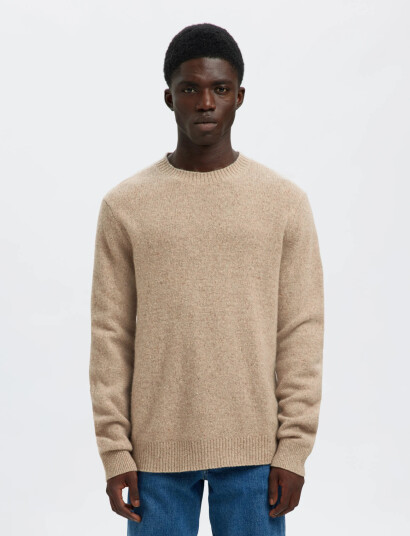 Selected Slhneil Ls Knit Neps Crew Neck - Beige - S Selected Slhneil Ls Knit Neps Crew Neck - Beige - S