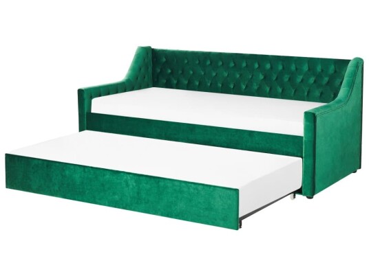 Dagseng Grønn Fløyel 90 x 200 cm med uttrekbar med nagler Moderne Glamour