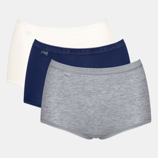 Sloggi Truser 3P Basic Plus Maxi Colored Blå/Grå bomull 48 Dame