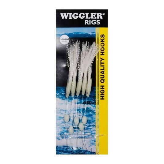 Wiggler Hekle 5 stk. Str. 3/0 - Hvit/Glitter