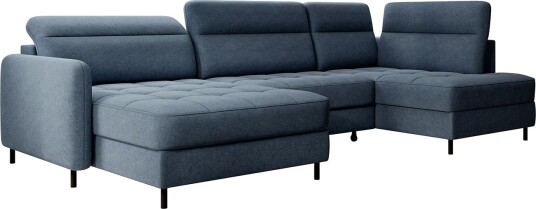 Berrto Sofa med Divan og Sjeselong 5 seters   Blå
