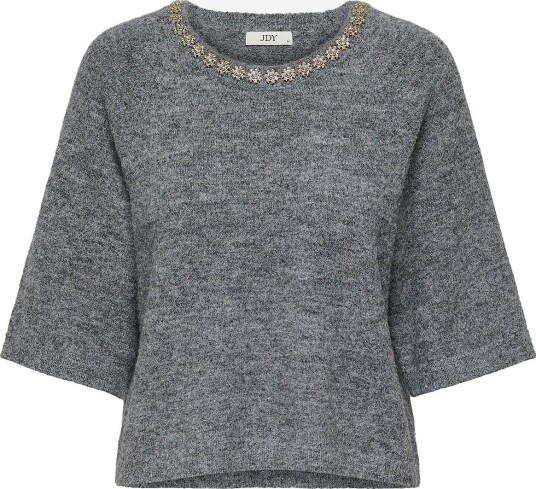 JDY   Genser Jdyalva Life 3/4 Embellish Pull Knt   Grå