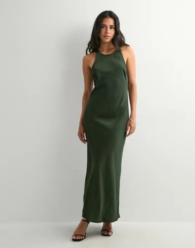 Only Grønn Onlmika Vis Satin Slip Long Dress W