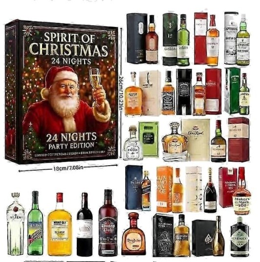 2025 Cocktail Adventskalender   24 dagers nedtelling 2D akryl flat juletre dekorasjon ferie vin whisky adventskalendere lhh2