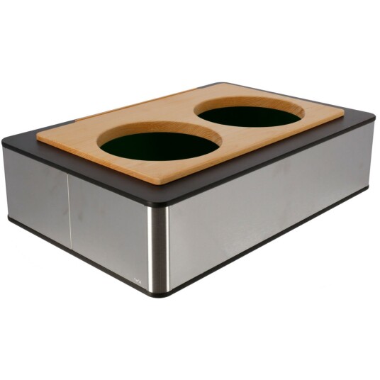 VEGA Skålstasjon komplett Fundale antrasitt for 2 skåler GN 1/1; Størrelse GN 1/1, 63x42.5x17.5 cm (LxBxH); Antrasitt/Transparent/Bøk; Rektangulær