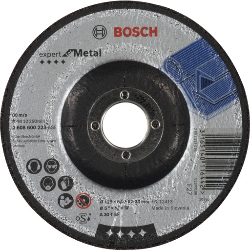 Bosch 125mm Expert Slipeskive for Metall med Høykvalitets Aluminiumoksid Bosch 125mm Expert Slipeskive for Metall med Høykvalitets Aluminiumoksid