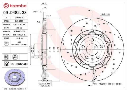 Bremseskive BREMBO 09.D482.33