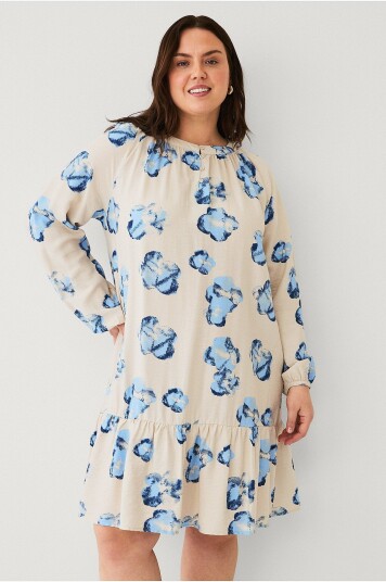 Zizzi - Kjole vAva L/S Knee Dress - Hvit
