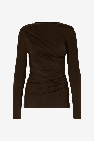 Selected FEMME Topp Slfilina LS Top Brun