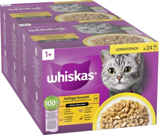 Whiskas Våtfôr Adult Megapakke 1+ Porsjonsposer Fjærkreutvalg I Saus 48 X 85 G Whiskas Våtfôr Adult Megapakke 1+ Porsjonsposer Fjærkreutvalg I Saus 48 X 85 G