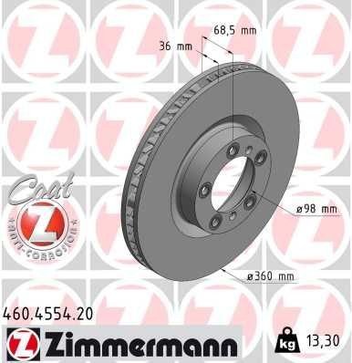 Bremseskive ZIMMERMANN 460.4554.20