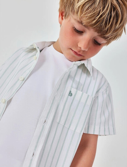 Boboli Shirt Linen Striped For Boy  Bci White 98