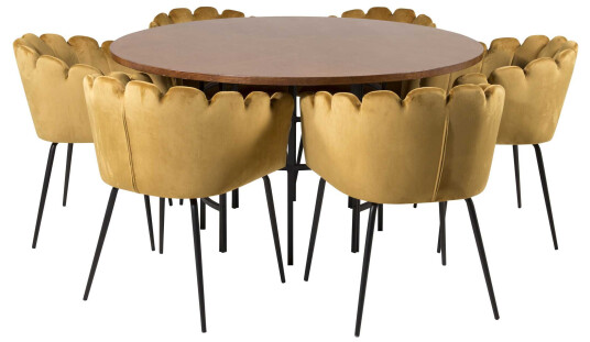 Venture Design Copenhagen & Limhamn spisegruppe Brun/gul 6 st stoler & bord 140 cm