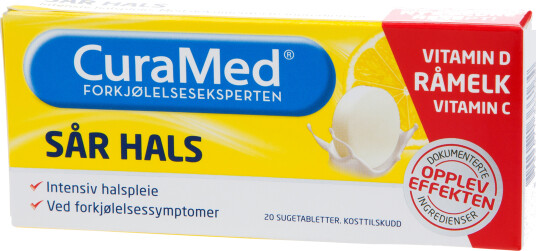 Curamed Sår Hals Sugetabletter, 20 stk.