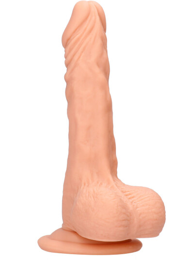 Shots Toys - RealRock RealRock Skin: Realistic Dildo with Balls, 19 cm, lys