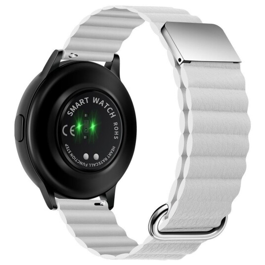 INCOVER Smartwatch-Rem 20 mm Magnetisk Litchi-Skinn - Hvit / Sølv