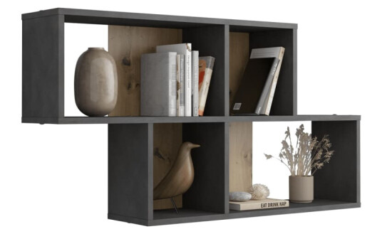 FMD Veggmontert hylle med 4 rom matera artisan eik