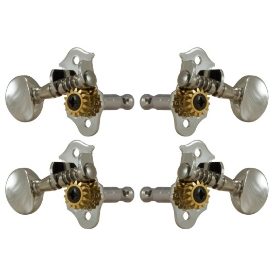 Grover 8n Sta-Tite Geared Ukulele Pegs W/metal Button - 4 Pcs. - Nickel