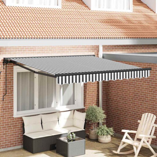 Innvendbar Markise Antrasitt og Hvit 300x250 cm Stoff og Metall Innvendbar Markise Antrasitt og Hvit 300x250 cm Stoff og Metall