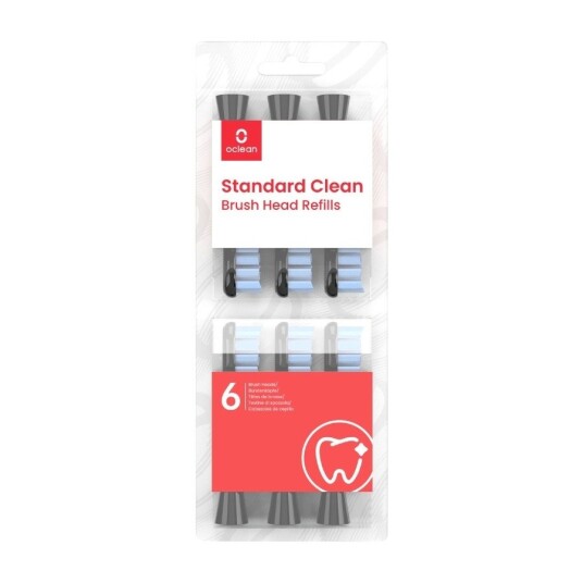OCLEAN STANDARD CLEAN BØRSTEHODER 6 STK, SORT