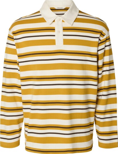 Selected Slmrelaxjack Stripe Ls Polo Yellow M