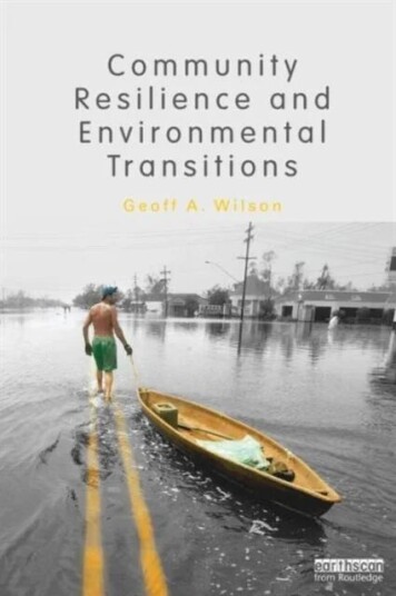 Community Resilience And Environmental Transitions Av Geoff (University Of Plymouth Uk) Wilson