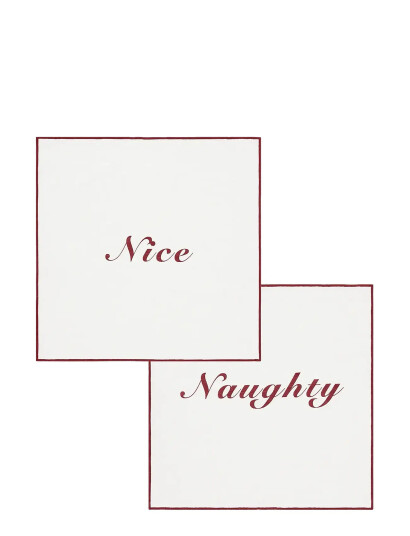 Anna + Nina Naughty & Nice Napkin Set Of 2 - White - 45X45CM