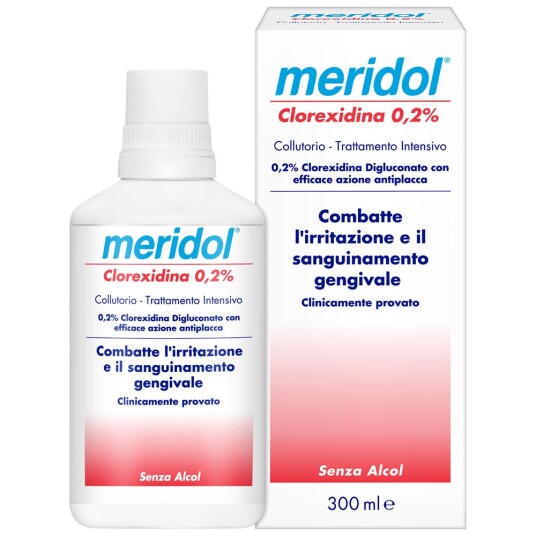 Meridol klorheksedin 0,2 % Munnvann Intensiv behandling 300 ml Meridol klorheksedin 0,2 % Munnvann Intensiv behandling 300 ml
